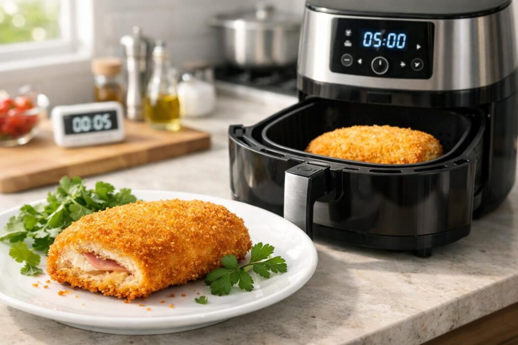 apprenez à réchauffer parfaitement un cordon bleu à l'air fryer grâce à notre guide rapide et efficace, pour une texture croustillante et un cœur fondant.