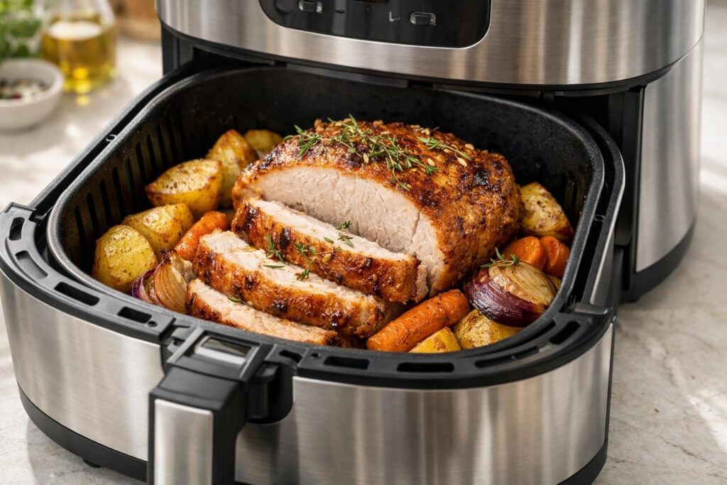 découvrez comment préparer un rôti de porc tendre et savoureux rapidement avec votre air fryer. une recette express pour un repas délicieux en un rien de temps.