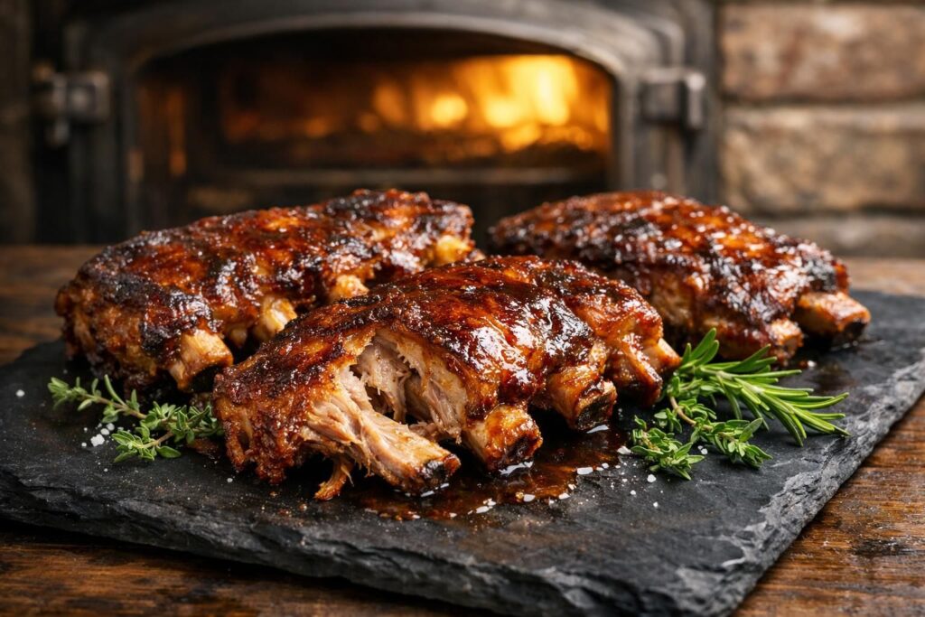 découvrez comment préparer des travers de porc fondants grâce à une cuisson lente au four à basse température, pour une viande d'une tendreté exceptionnelle et des saveurs intensifiées.